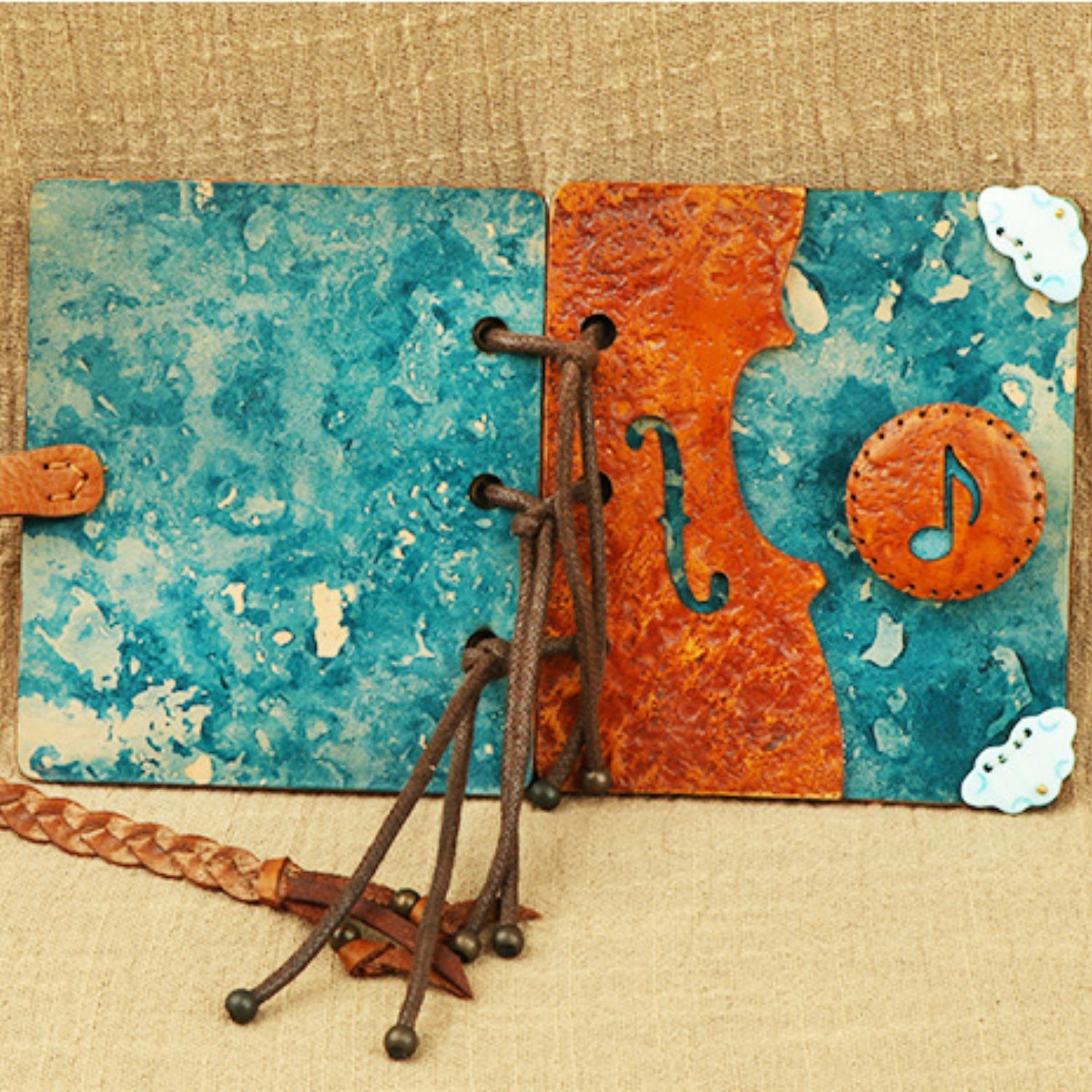 Handmade Leather Dreamy Blue Mini Photo Album - 4.154