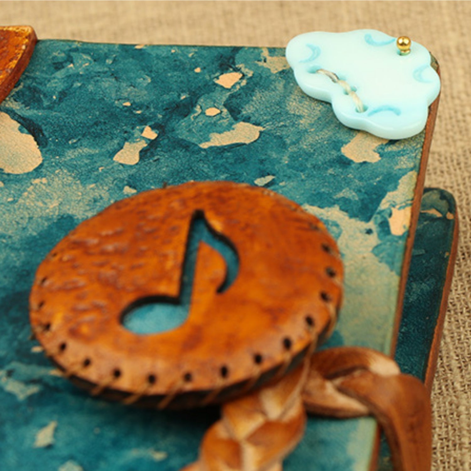 Handmade Leather Dreamy Blue Mini Photo Album - 4.156