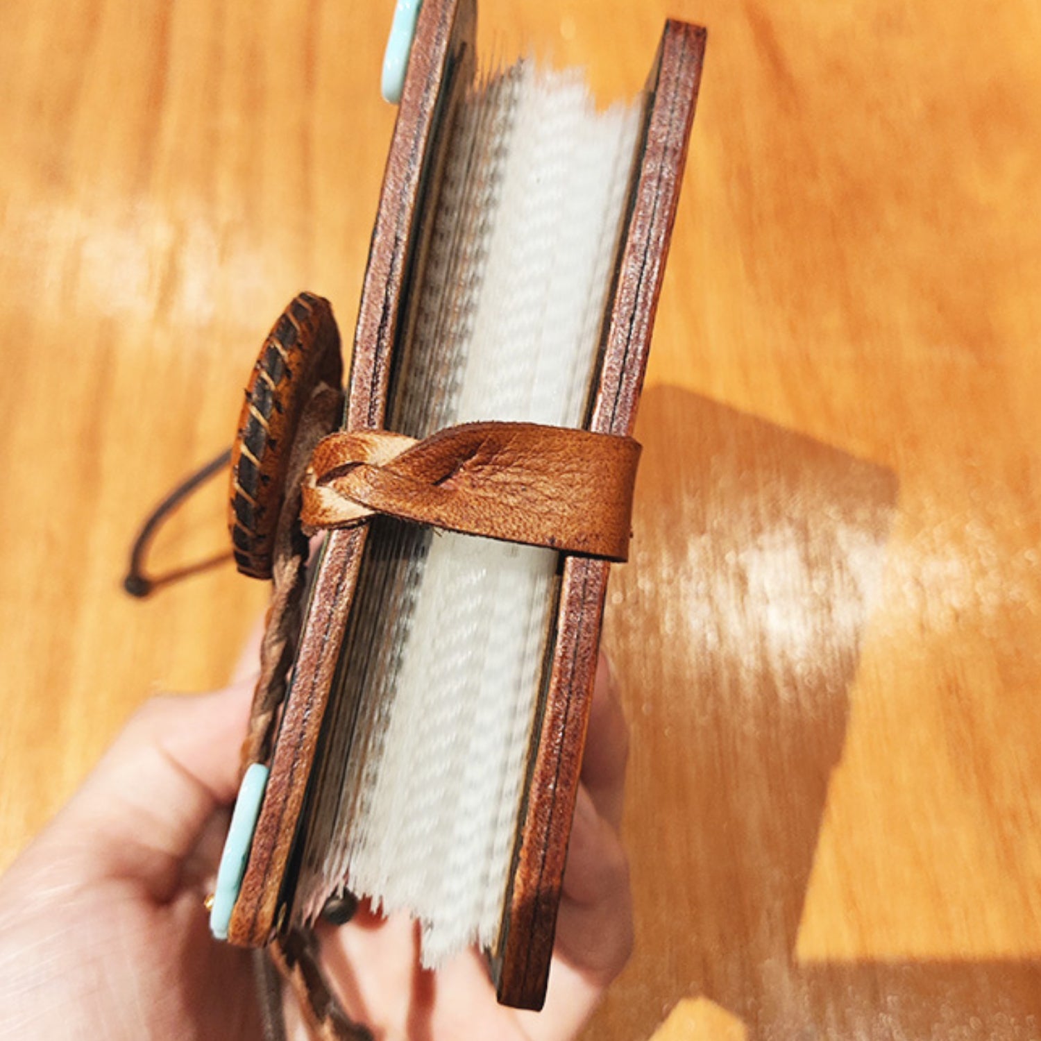 Handmade Leather Dreamy Blue Mini Photo Album - 4.157