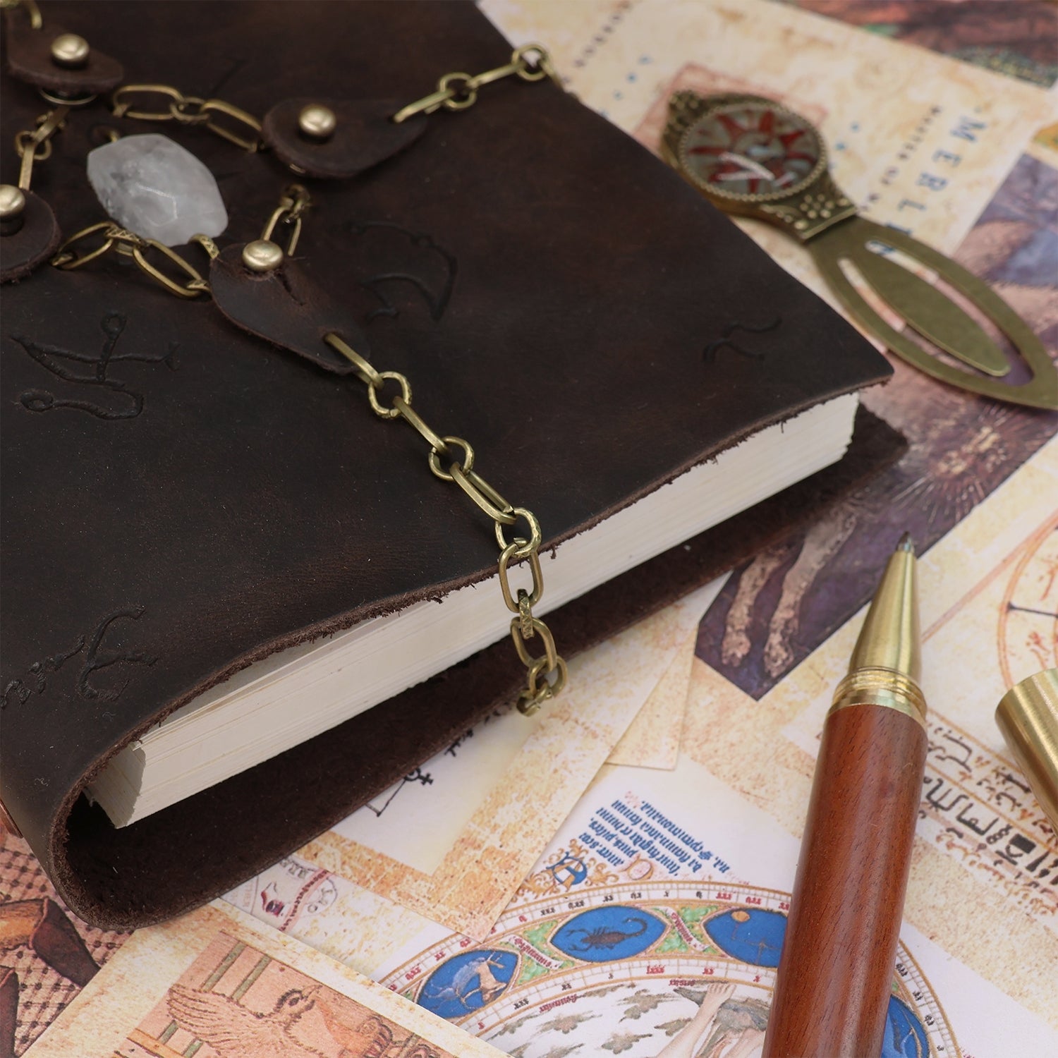 Handmade Magic Spell Leather Journal - Enchanté Artisan Ouija Grimoire 2