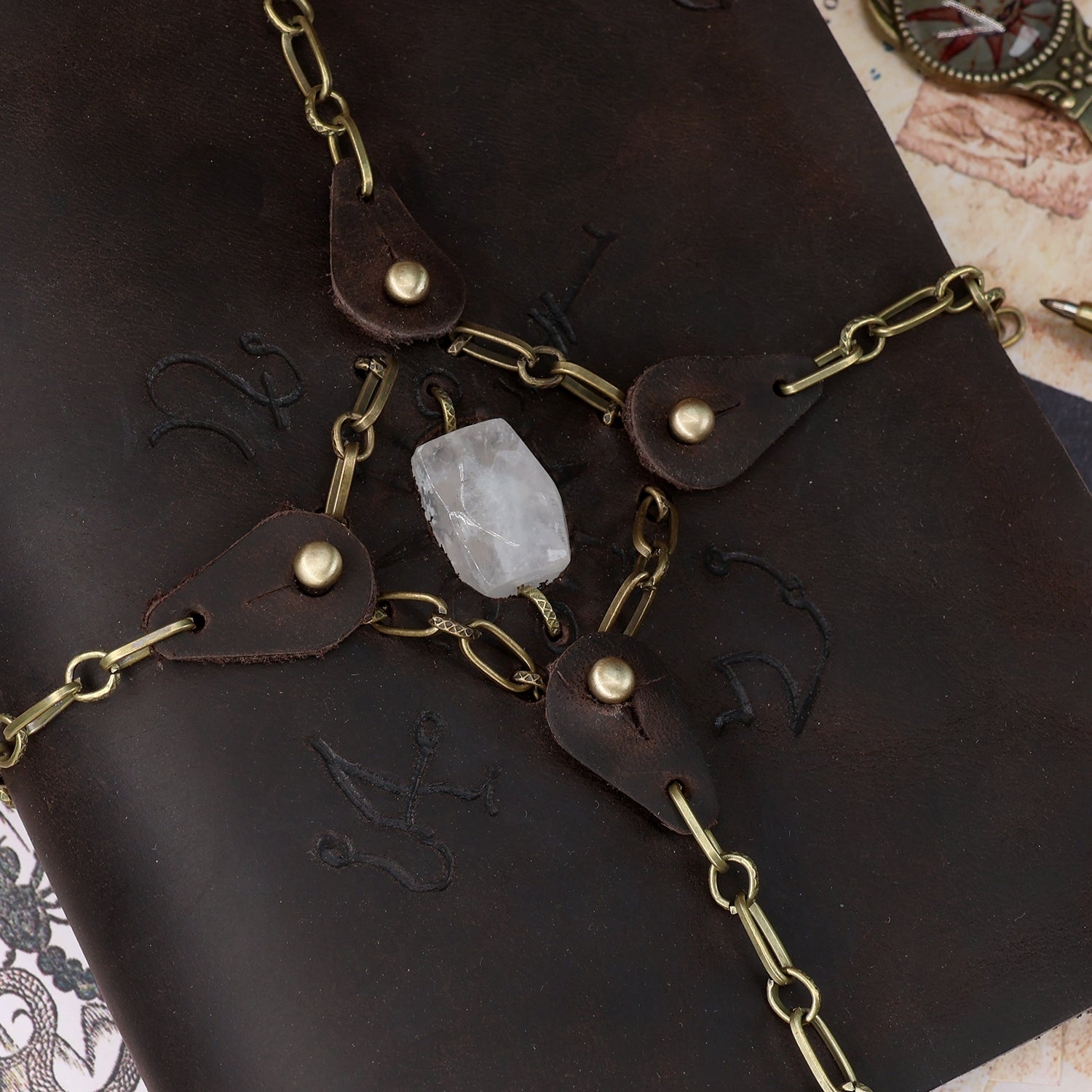 Handmade Magic Spell Leather Journal - Enchanté Artisan Ouija Grimoire 3