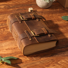 Handmade Original Retro Thickened Leather Magic Notebook with Double Buckle - A51