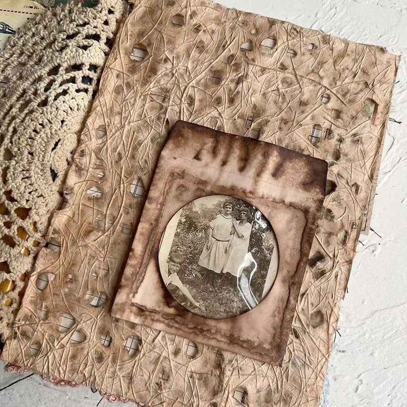 Handmade Tea Dyed Retro Junk Journal Artistic Paper a