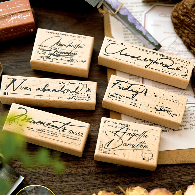 Handwritten English Wooden Rubber Stamp a