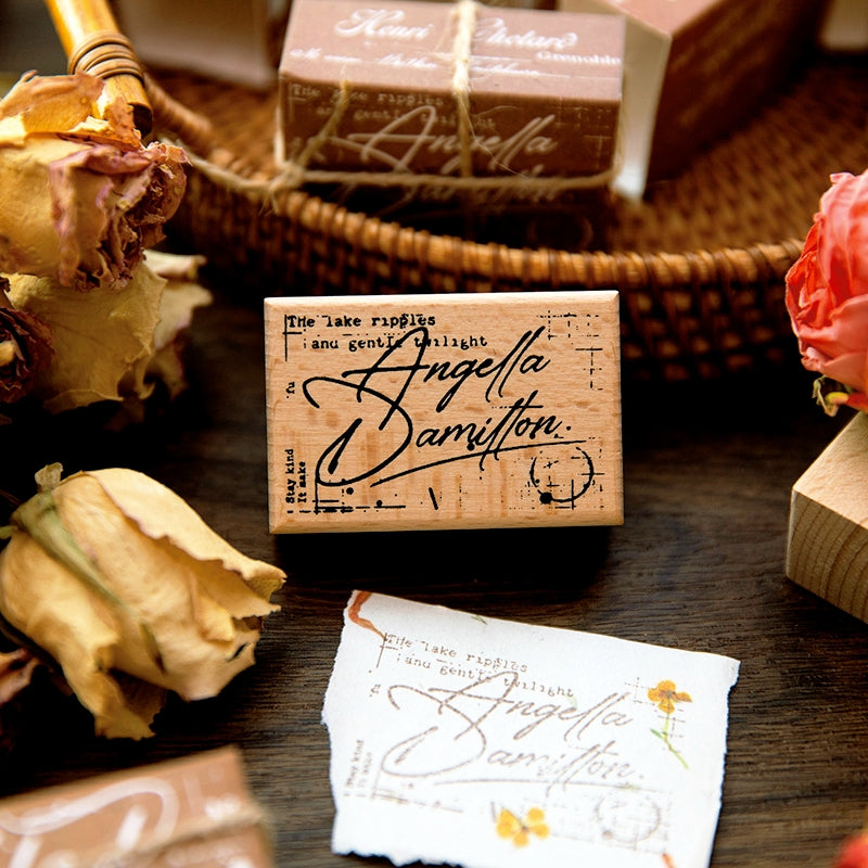 Handwritten English Wooden Rubber Stamp b3