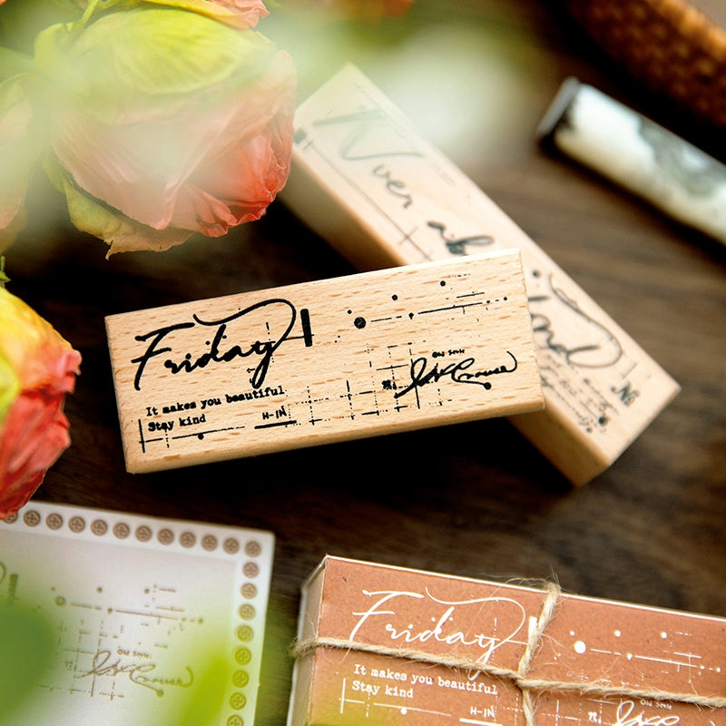 Handwritten English Wooden Rubber Stamp b6