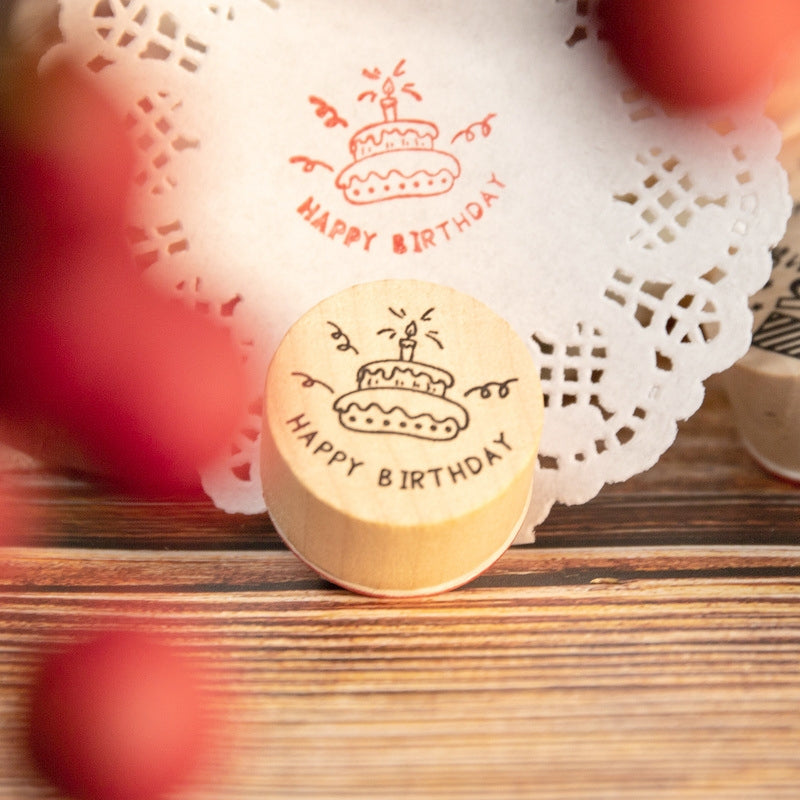 Happy Birthday Wooden Rubber Stamps b3