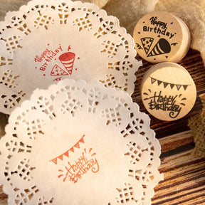 Happy Birthday Wooden Rubber Stamps b4