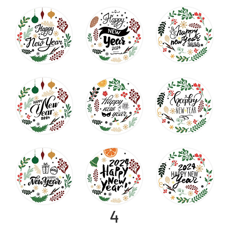 Happy New Year Envelope Seal Cartoon Labels Stickers sku-4