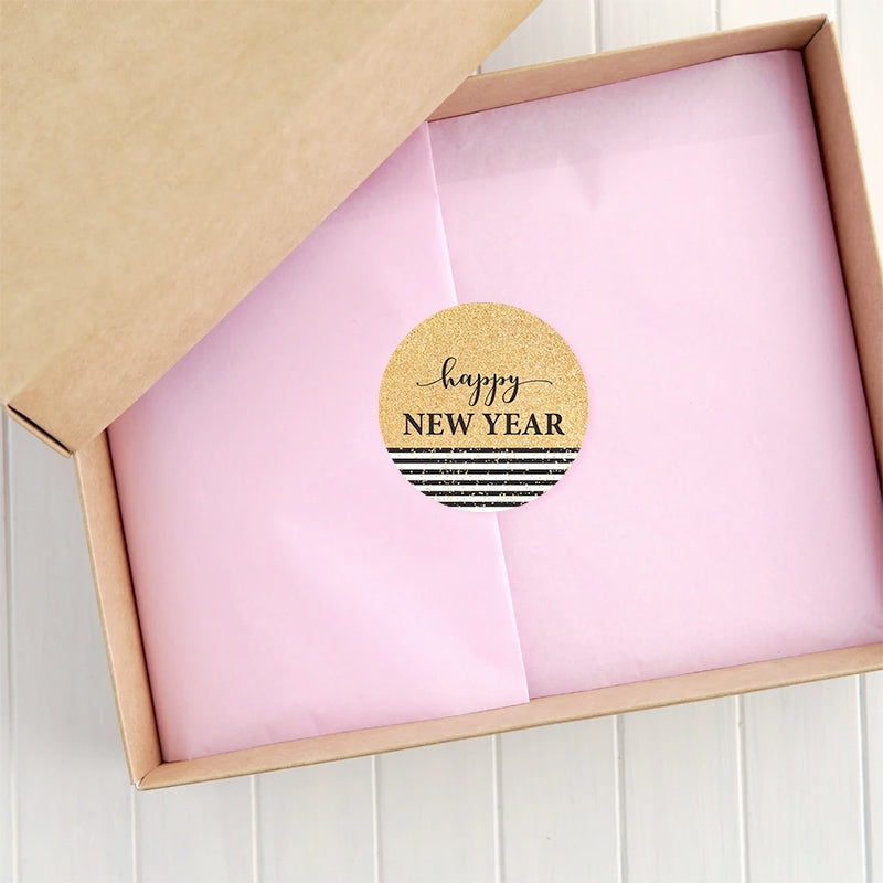 Happy New Year Golden Gift Tag Seal Sticker b5