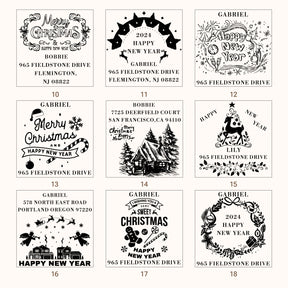 Happy New Year Square Address Rubber Stamp (27 Designs)5