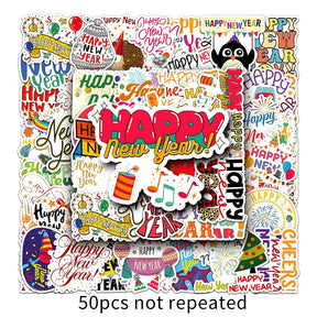 Happy New Year Text Vinyl Stickers b2