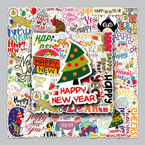 Happy New Year Text Vinyl Stickers b3