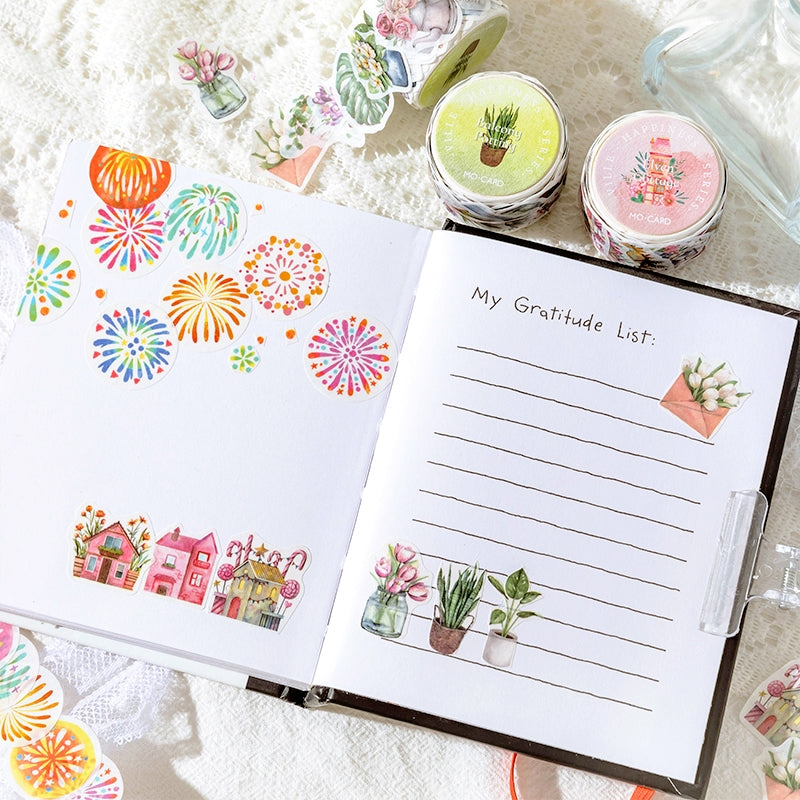 Happy Town Series Cartoon Retro Rolled Washi Stickers b