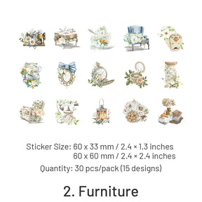 Have a Date with Flowers Floral Stickers-Furniture, Sea Creature, Vehicles, Antiques sku-2