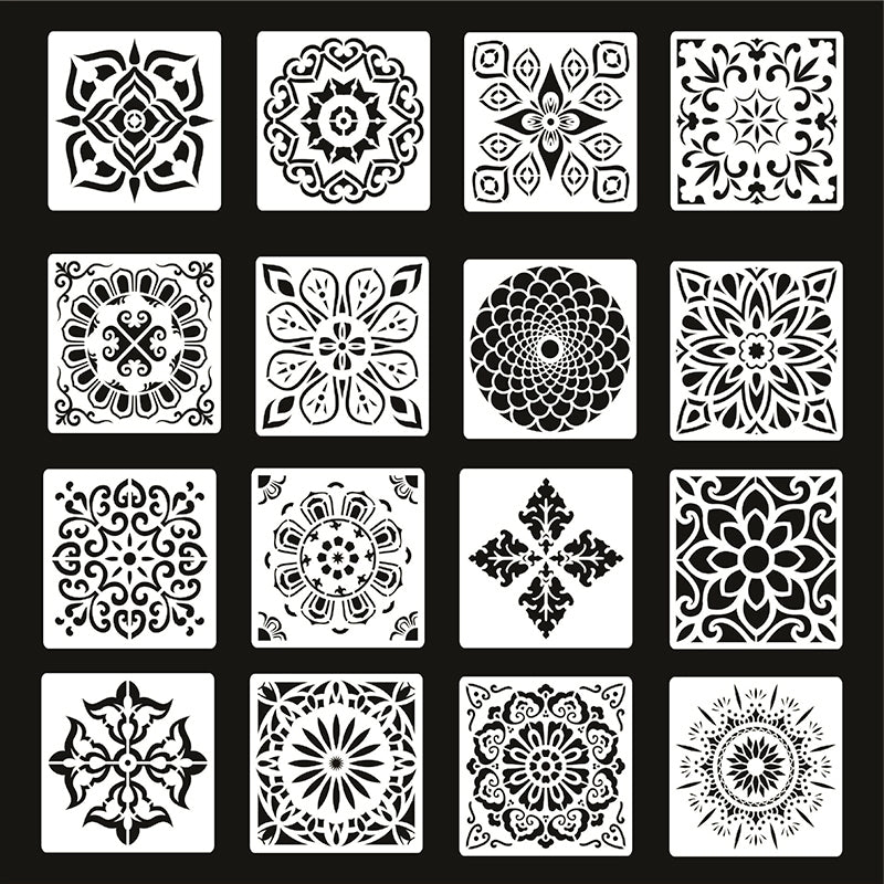 Hollow Mandala Flower Spray Drawing Stencil Set sku