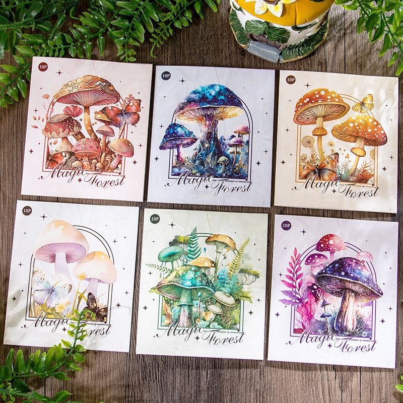 Holographic Hot Stamping Fairy Tale Mushroom PET Stickers a