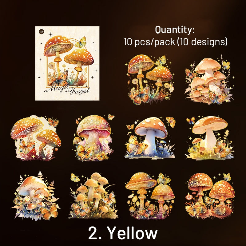 Holographic Hot Stamping Fairy Tale Mushroom PET Stickers sku-2