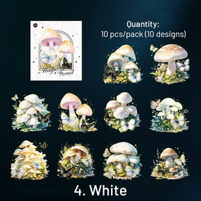Holographic Hot Stamping Fairy Tale Mushroom PET Stickers sku-4