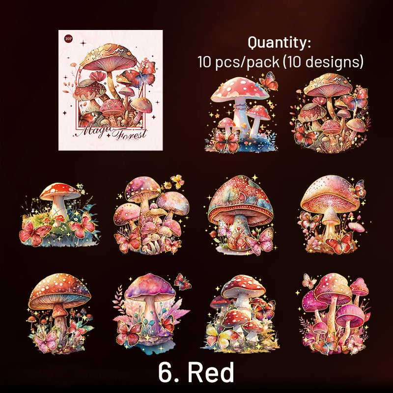 Holographic Hot Stamping Fairy Tale Mushroom PET Stickers sku-6
