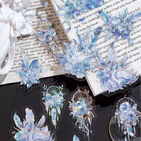 Holographic Hot Stamping Feather PET Stickers - Envelope, Clock b4