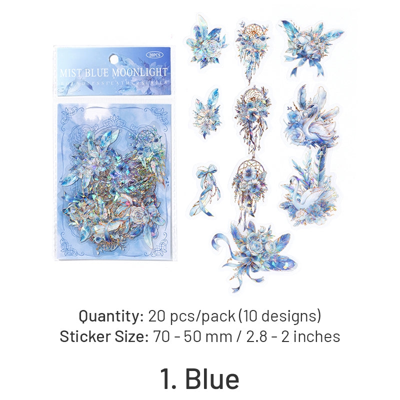 Holographic Hot Stamping Feather PET Stickers - Envelope, Clock sku-1