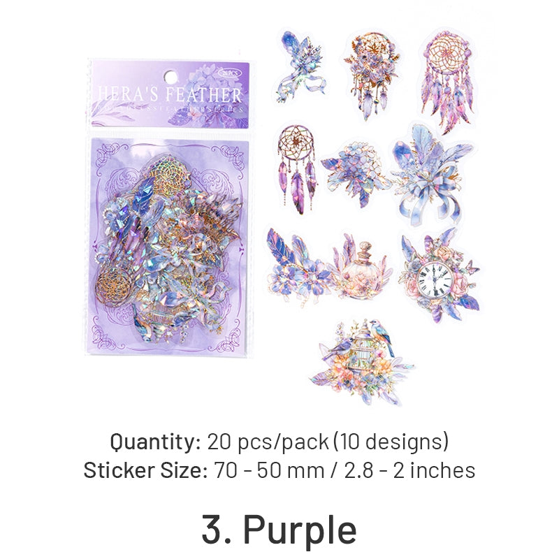 Holographic Hot Stamping Feather PET Stickers - Envelope, Clock sku-3