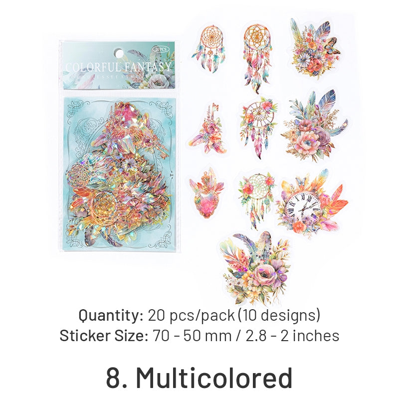 Holographic Hot Stamping Feather PET Stickers - Envelope, Clock sku-8