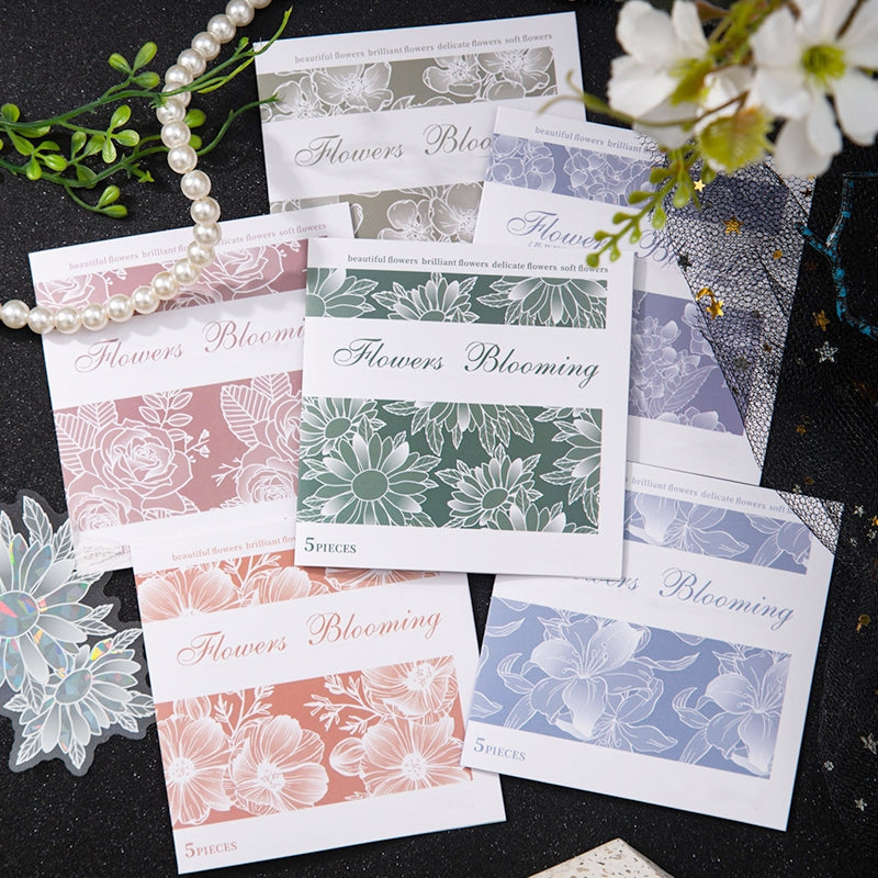 Holographic Hot Stamping Flower Theme Stickers - Rose, Lily, Daisy, Peach Blossom, Poppy, Hydrangea a
