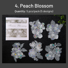 Holographic Hot Stamping Flower Theme Stickers - Rose, Lily, Daisy, Peach Blossom, Poppy, Hydrangea sku-4