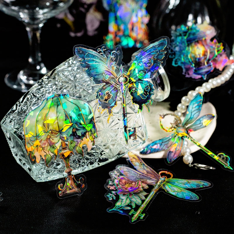 Holographic Hot Stamping Gold PET Stickers - Butterflies, Gems, Wings, Doors, Table Lamps b5