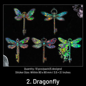 Holographic Hot Stamping Gold PET Stickers - Butterflies, Gems, Wings, Doors, Table Lamps sku-2