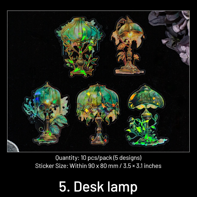 Holographic Hot Stamping Gold PET Stickers - Butterflies, Gems, Wings, Doors, Table Lamps sku-5