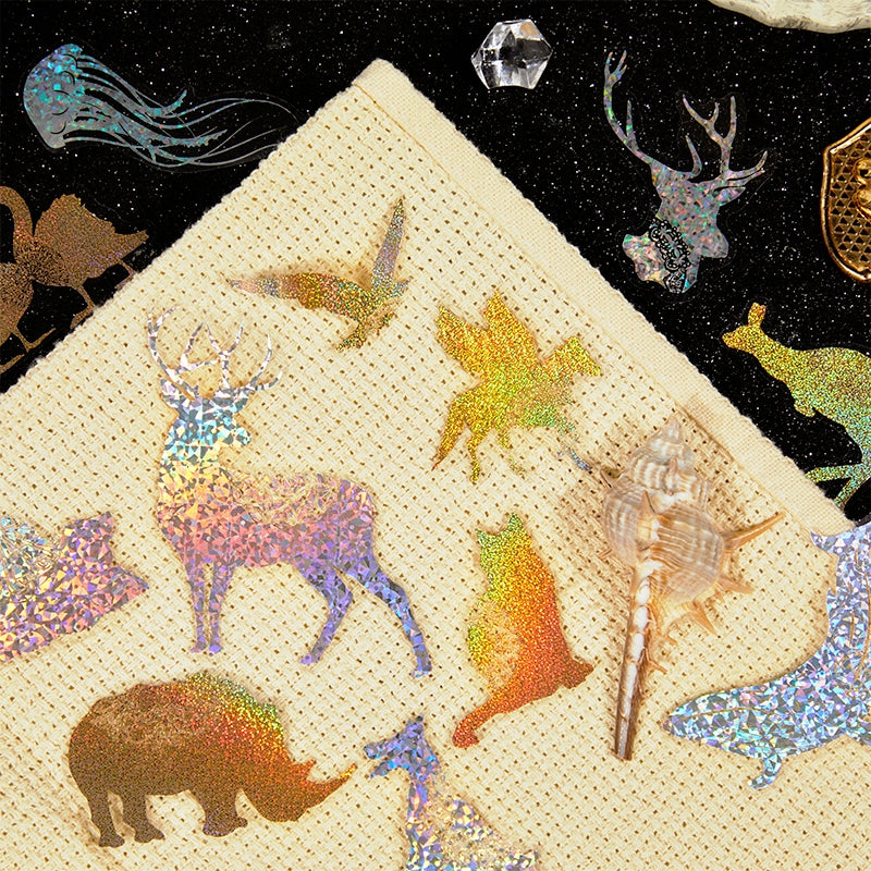 Holographic PET Stickers - Flower, Lace, Animal, Window, Moon, Butterfly c