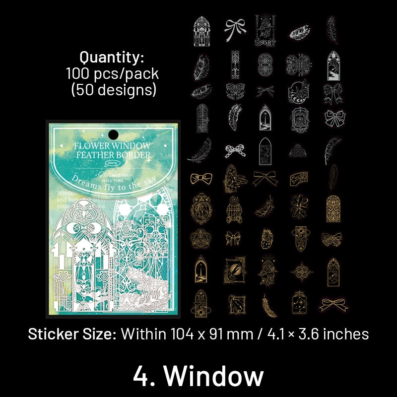 Holographic PET Stickers - Flower, Lace, Animal, Window, Moon, Butterfly sku-4
