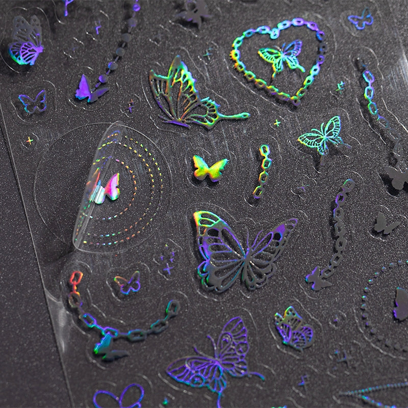 Holographic Silver Foil PET Tape - Snowflake, Butterfly, Chain, Gear b2