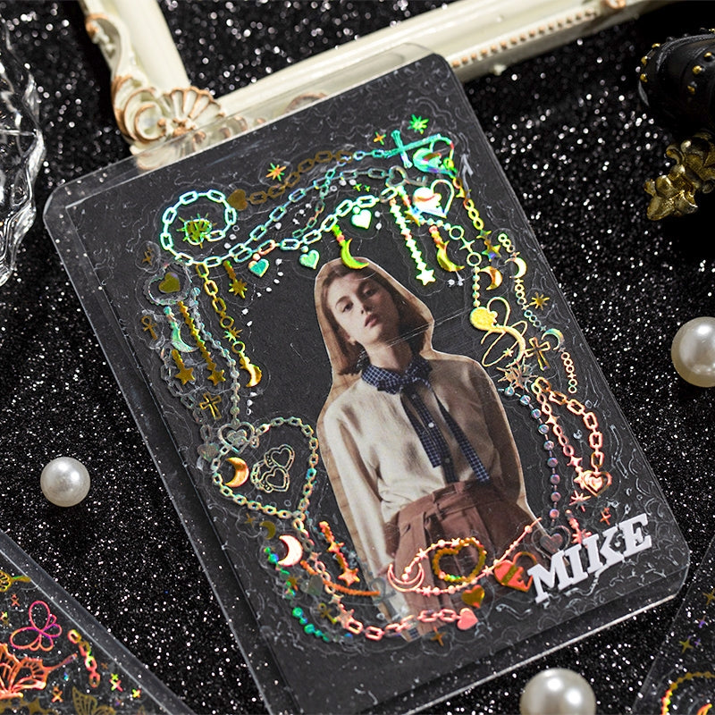 Holographic Silver Foil PET Tape - Snowflake, Butterfly, Chain, Gear b4