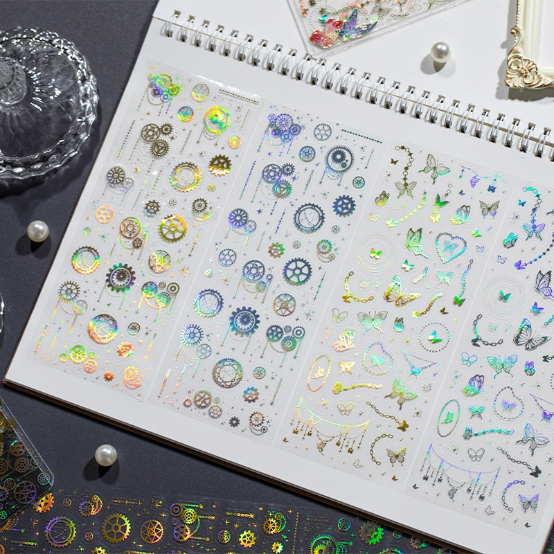 Holographic Silver Foil PET Tape - Snowflake, Butterfly, Chain, Gear b5