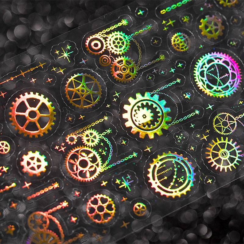 Holographic Silver Foil PET Tape - Snowflake, Butterfly, Chain, Gear b6