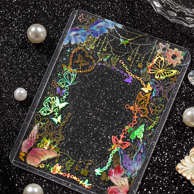 Holographic Silver Foil PET Tape - Snowflake, Butterfly, Chain, Gear b7