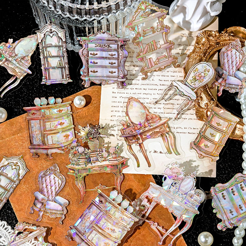 Household Items PET Stickers - Plant, Bottle, Furniture, Tableware, Window, Clock, Lamp b2