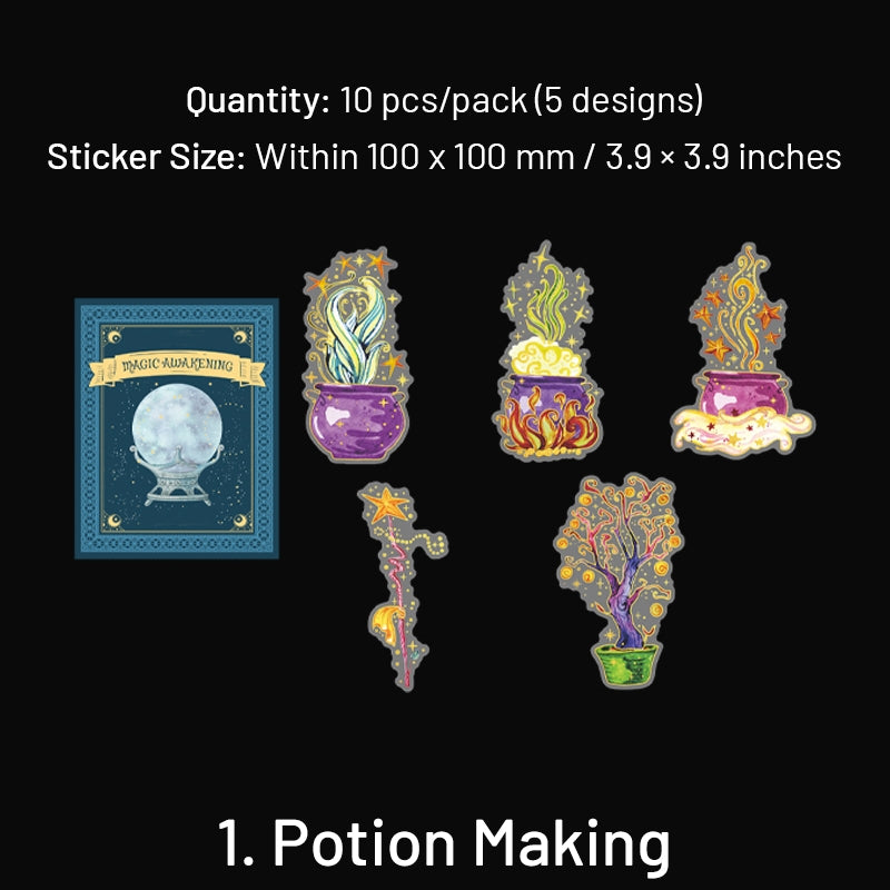 HP Wizard Magic PET Stickers - Potion Making, Book, Owl, Hat, Potion, Flying Broomstick sku-1