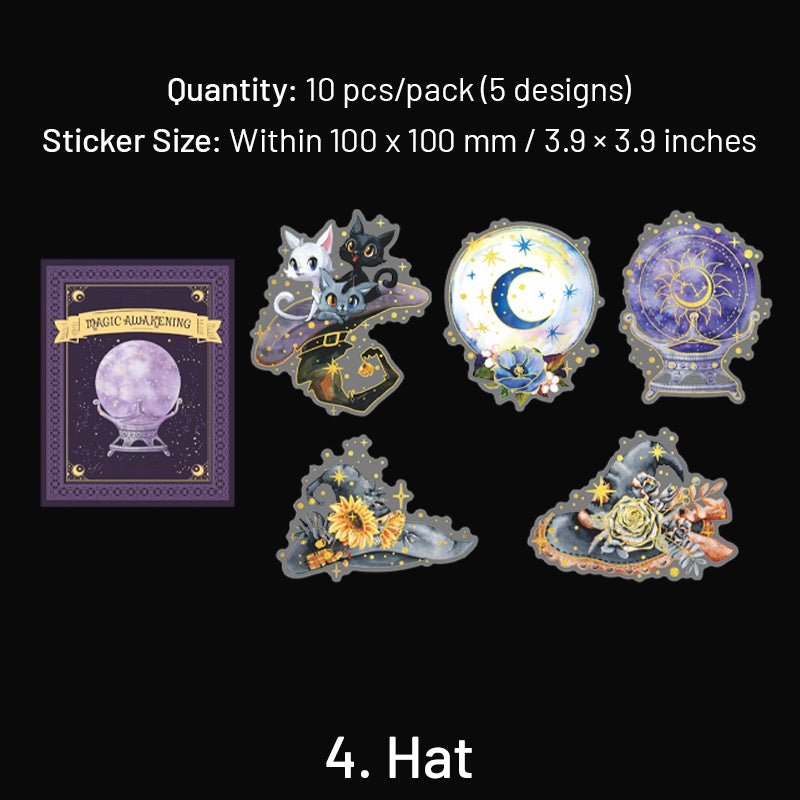 HP Wizard Magic PET Stickers - Potion Making, Book, Owl, Hat, Potion, Flying Broomstick sku-4