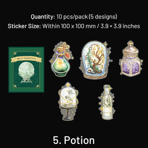 HP Wizard Magic PET Stickers - Potion Making, Book, Owl, Hat, Potion, Flying Broomstick sku-5