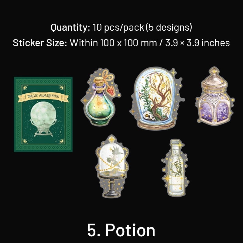 HP Wizard Magic PET Stickers - Potion Making, Book, Owl, Hat, Potion, Flying Broomstick sku-5