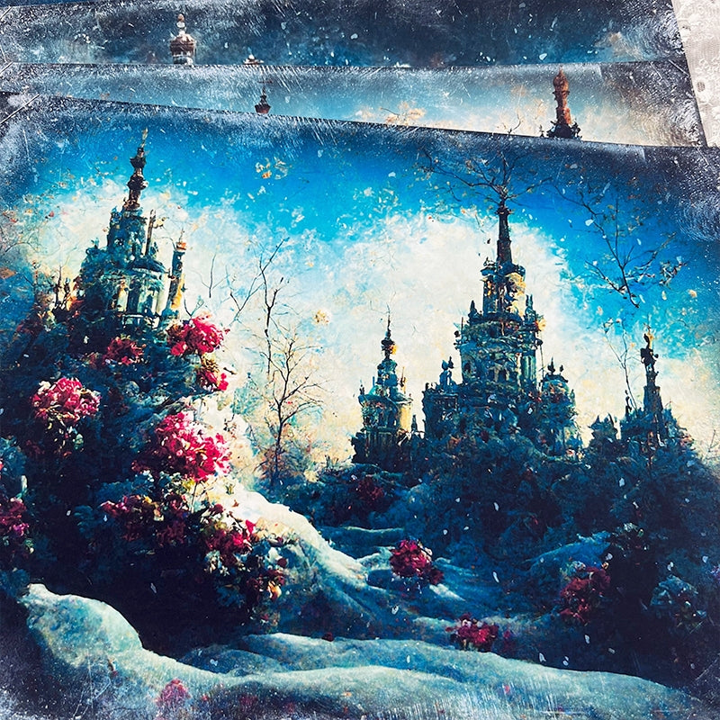 Ice Castle Landscape Background Scrapbook Paper b1