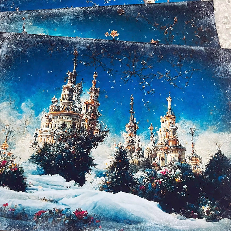 Ice Castle Landscape Background Scrapbook Paper b3