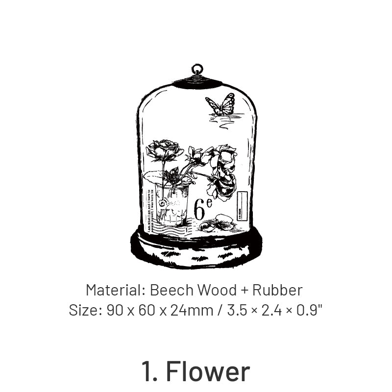 In the Bottle Series Butterfly Flower Wooden Rubber Stamp sku-1