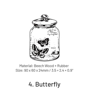In the Bottle Series Butterfly Flower Wooden Rubber Stamp sku-4