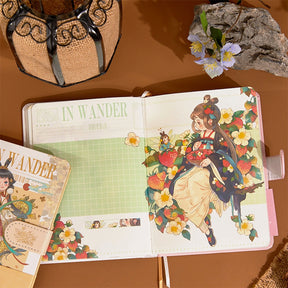 In Wander Series Antique Cute Girl Magnetic Buckle Diary Journal b2